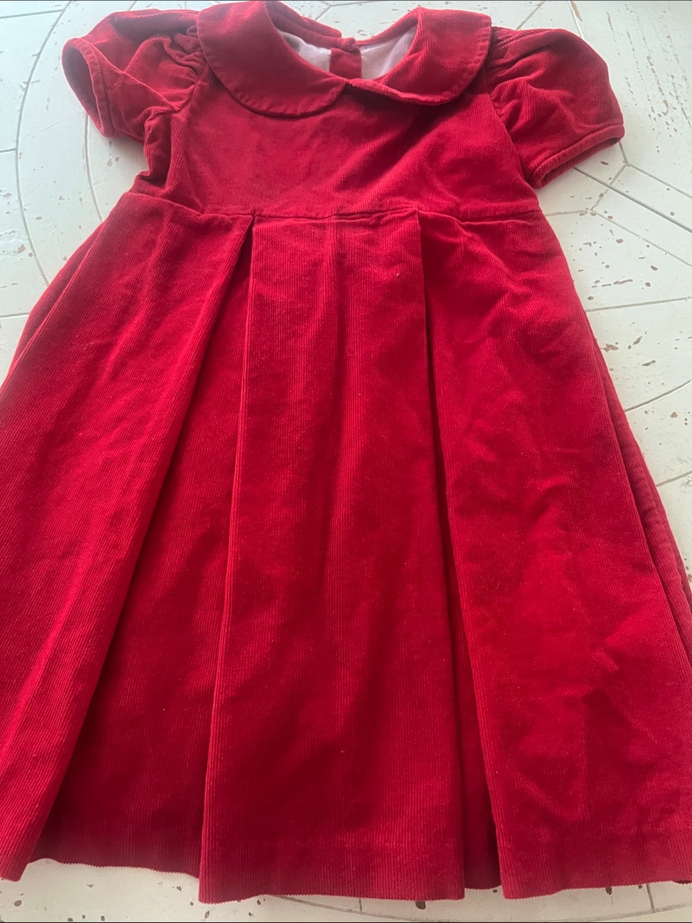 Luxury Dondolo Classic Red corduroy Girls' Dress with Peter Pan Collar 6